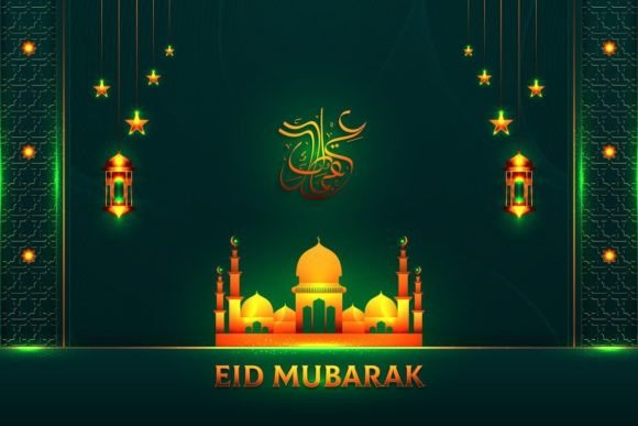 Designing with Glowing Eid Mubarak Vector Backgrounds: Elegance, Versatility, and Practical Application